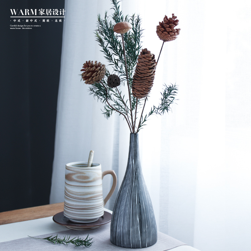 Small vase swing piece Nordic office Creative ceramic living room minimalist desktop flower arrangement Dry flower retro Japanese style decoration