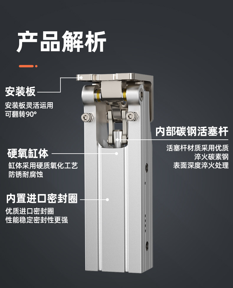 Цилиндр 机械手侧姿组气缸90度翻转hc3240l 5040w hcd40 80倍力翻转气缸 Chys