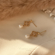 The month of the month with the sound lucky me quadruleaf grass light retro ear nail freshwater pearl earbuds 925 silver earring gift woman