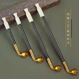 Традиционная дымовая борьба с сухой дымом горшок старый -модный чистый медный медный ручной работы с твердым деревом сигарет дымов