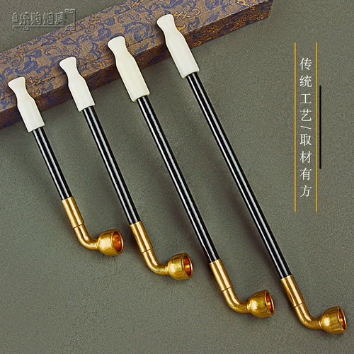 Традиционная дымовая борьба с сухой дымом горшок старый -модный чистый медный медный ручной работы с твердым деревом сигарет дымов