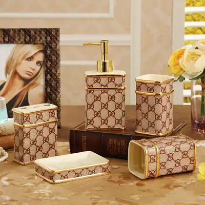European ceramic bathroom five-piece Assembly Wash Set Square dressing room bathroom supplies creative wedding gift