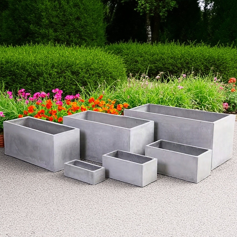 Flower Trough Cement Flower Pot Nordic Rectangular Magnesium Clay Flower Box Balcony Outdoor Long Trough Bonsai Bamboo Planting Box