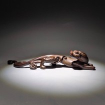 Antique copper dragon copper antique solid paperweight Pixiu auspicious beast tea pet study penholder ornaments retro personality