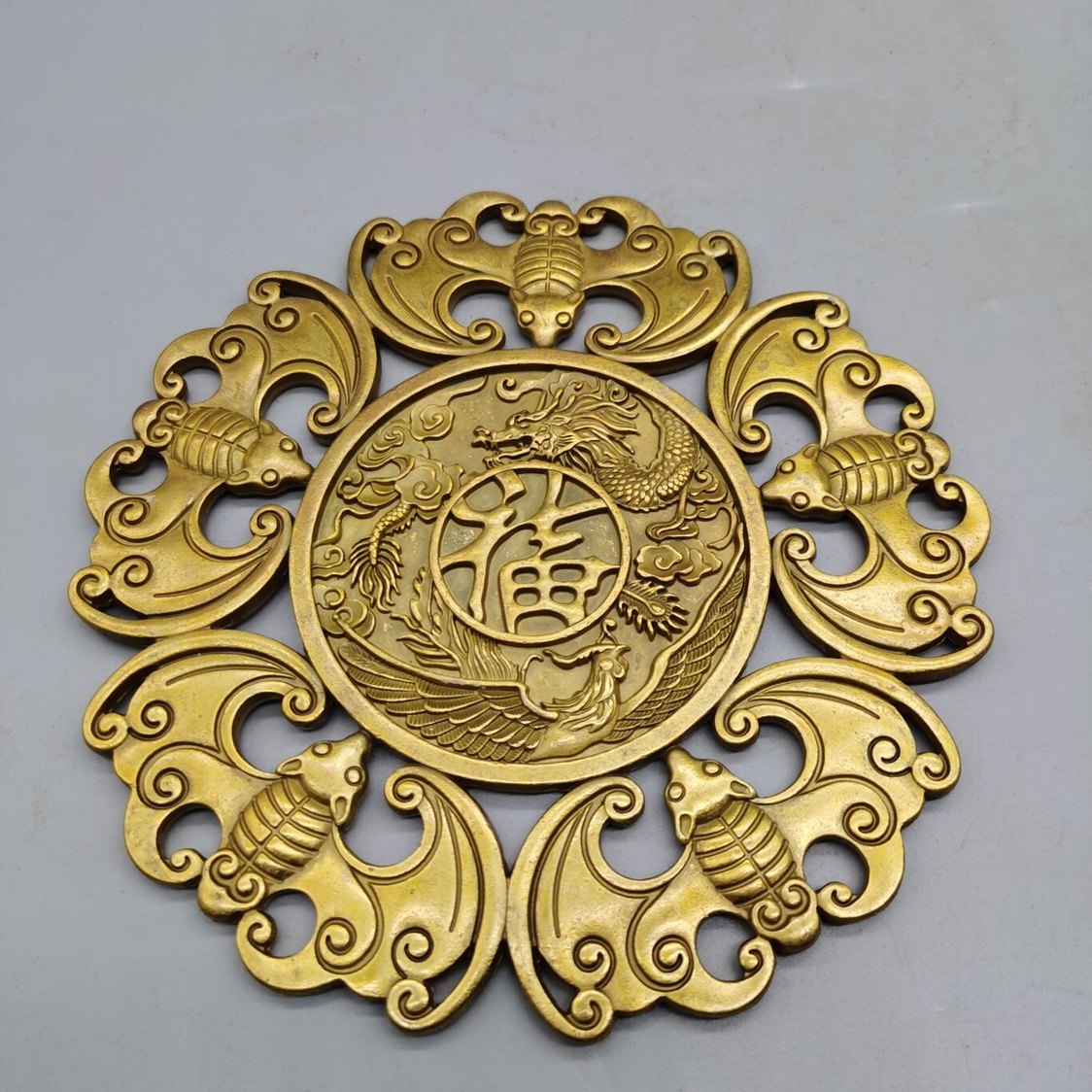 Pure copper Wufu Linmen Pendant Money Bat Auspicious Nafu Home Living Room Shop Car Hangford