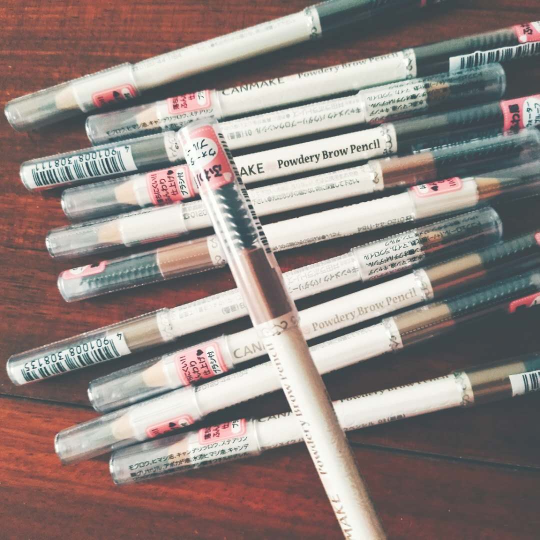 Spot Japan canmake chop girl with double head waterproof brow persistent without fainting brow brushed chocolate two