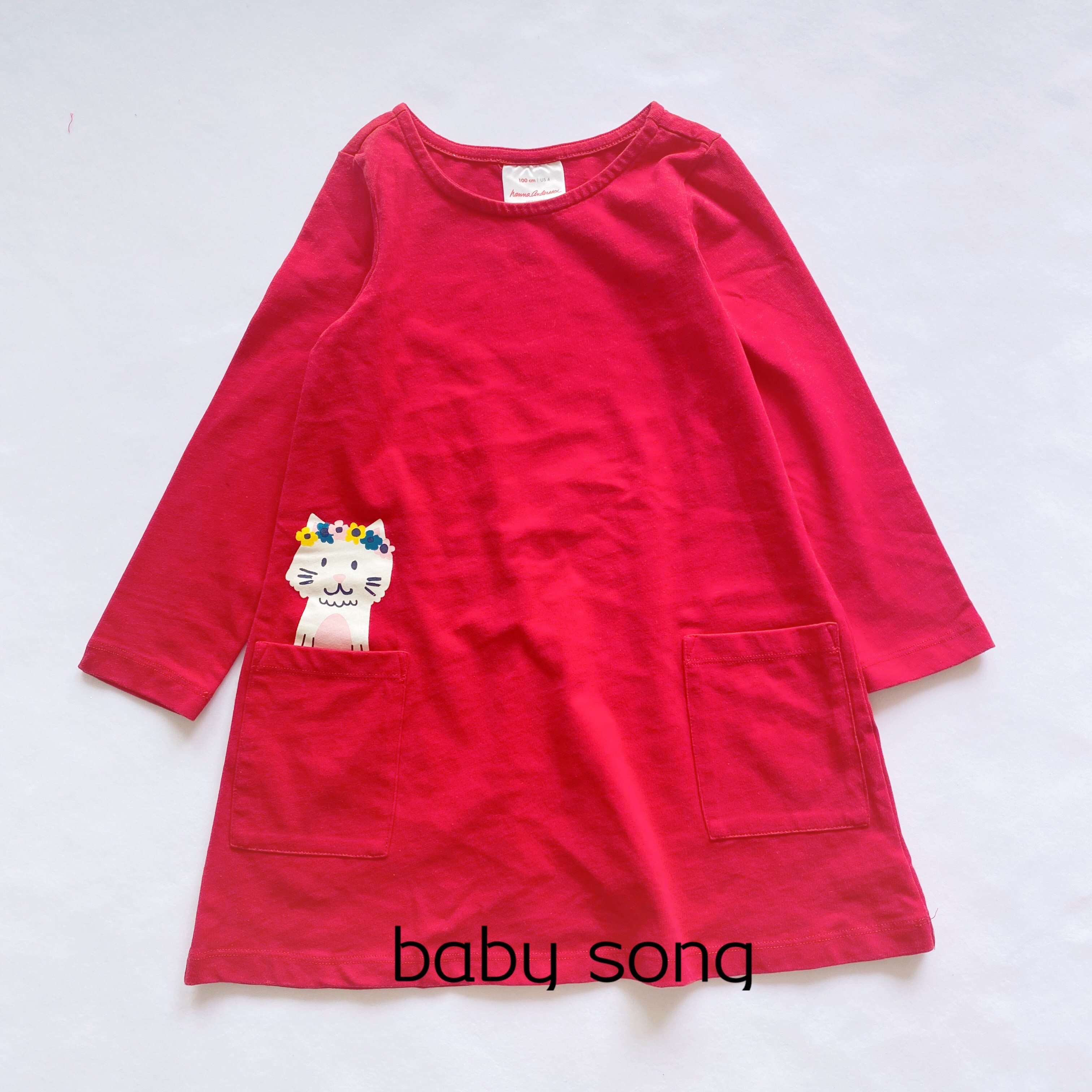 Exported to the United States light luxury 100-140 female middle-aged children's cotton long-sleeved cute pocket cat princess dress