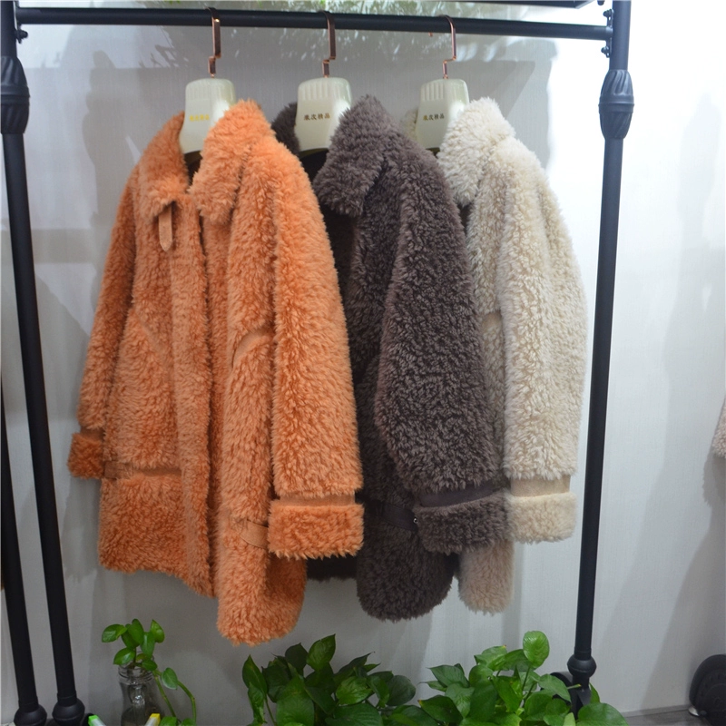 Áo khoác lông cừu mới cho nữ Áo lông tổng hợp Một hạt lông cừu Len Lông thú Lông dài - Faux Fur