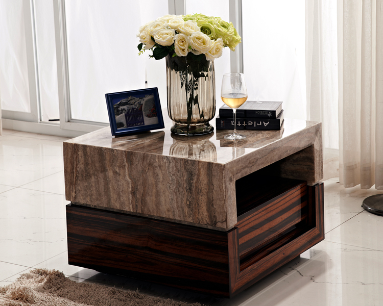 Màu xám tự nhiên travertine góc một số bàn cà phê lớn đơn giản hiện đại biệt thự nội thất phòng khách có thể được tùy chỉnh - Bàn trà bàn phòng khách nhỏ