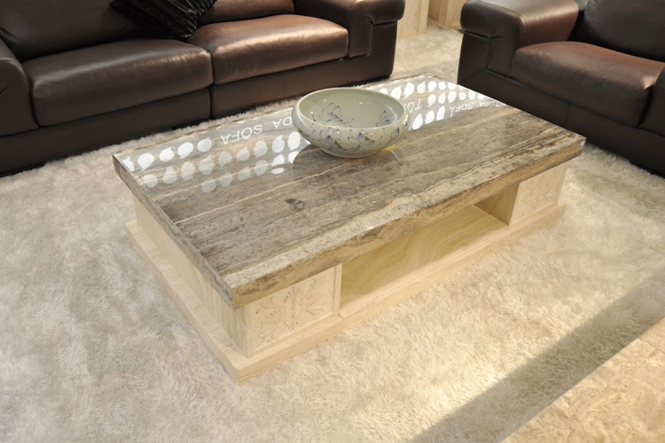 Mới tự nhiên màu xám travertine đá cẩm thạch bàn cà phê tủ TV dài vuông đơn giản chất lượng đồ nội thất - Bàn trà bộ bàn ghế gỗ phòng khách nhỏ giá rẻ