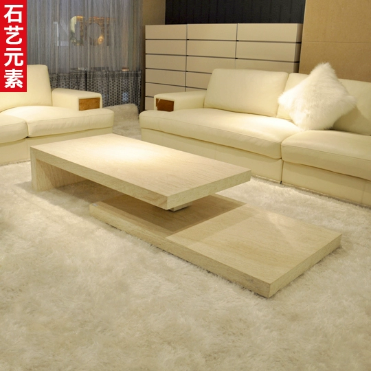 Bàn cà phê đá cẩm thạch travertine tự nhiên, tủ TV, đồ nội thất phòng khách hình chữ nhật đơn giản hiện đại có thể được tùy chỉnh - Bàn trà