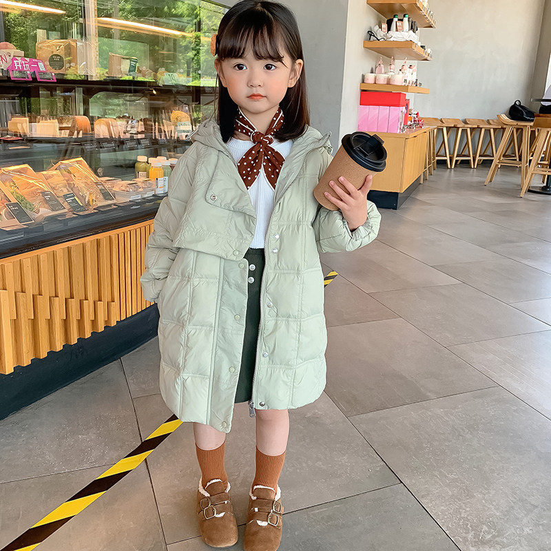 Children's Down Jacket Girls Anti-Season Medium and Long Edition Light and Thin Children's Children's Children's 2021 New Baby Winter Jacket