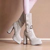 Retro Short Boots for Petite Women with Thick Soles and Chunky Heels, 2025 High-End Suede High-Heeled Boots, Stylish and Slimming Elastic Boots