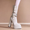 Retro Short Boots for Petite Women with Thick Soles and Chunky Heels, 2025 High-End Suede High-Heeled Boots, Stylish and Slimming Elastic Boots