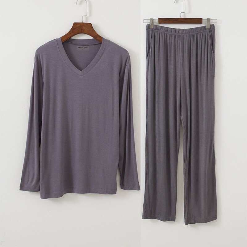 Autumn male long sleeve long pants suit beating undershirt T-shirt stay-at-home pyjamas with large size and large size outside wearing modee fat