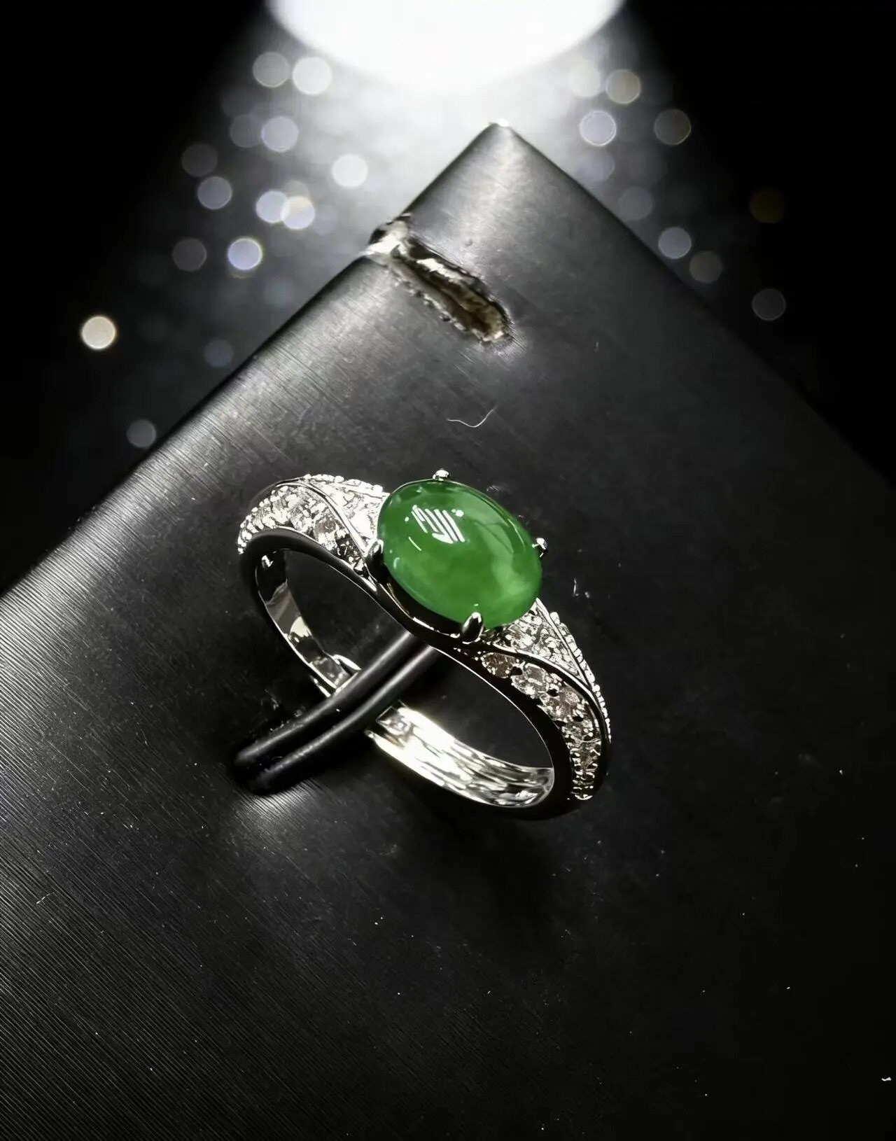 Natural grade A jade green ring