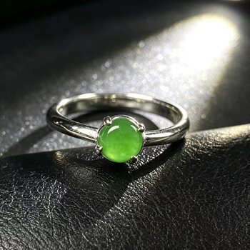 Natural grade a jadeite cabochon ring