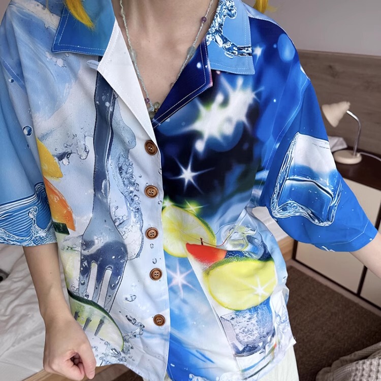No Worries Today, Summer Is Cool and Refreshing, Ice Can Help Relieve Heat, Fork Lemonade Ice Cubes, Short-Sleeved Original Print Shirt