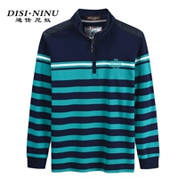 Di Sinuo mùa thu mới cho nam áo thun dài tay kinh doanh sọc đáy áo cotton rộng polo t shirt golf