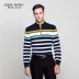 Di Sinuo Áo sơ mi dài tay đơn mùa thu dài tay nam kinh doanh thường xuyên đứng cổ áo sọc áo sơ mi dài tay POLO Polo polo nam Polo