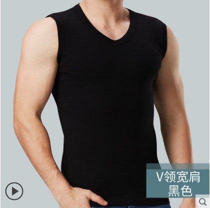 Summer pure cotton sweetheart neckline men's tight-fitting elastic cotton bodybuilding V-neck short-sleeved men's Fitness sweat sweat base