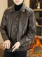 Woodpecker winter men's velvet thickened warm leather jacket trendy brand American motorcycle British fashion fur collar leather jacket