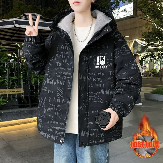 Woodpecker winter coat male students velvet warm cotton-padded jacket animal year big red trendy brand fashionable padded clothes