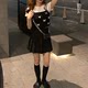 Marmalade yo skirt hot girl high-waisted A-line skirt slimming Korean style small commuting all-match black pleated skirt