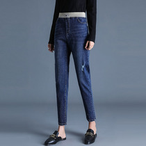 Jeans in 2021 new straight tube loose high waist and loose and loose middle - aged mother spring and autumn pants