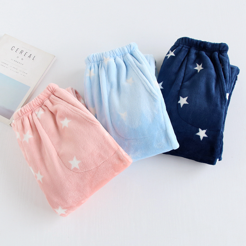 Flannel dày mùa thu và mùa đông nhà quần nam và nữ quần san hô lông cừu ấm đôi vợ chồng kích thước lớn đóng quần pyjama quần đôi nam nữ