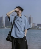 Японская футболка polo, дизайнерская рубашка для отдыха для влюбленных, оверсайз, тренд сезона, короткий рукав