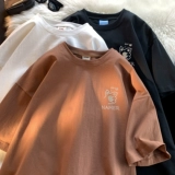 Тонкая трендовая футболка с коротким рукавом для влюбленных, оверсайз, подходит для подростков