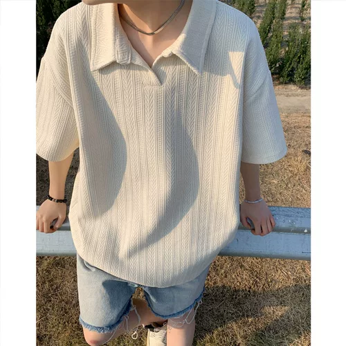 Летняя футболка polo для отдыха, в американском стиле, короткий рукав, изысканный стиль