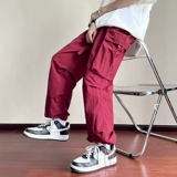 Штаны, осенние черные утепленные джинсы с начесом, парашютист для отдыха, в американском стиле, свободный прямой крой