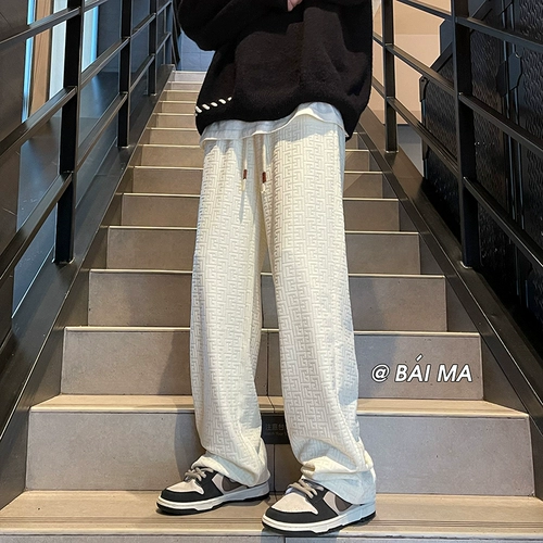 Трехмерные весенние штаны, белые джинсы с начесом, свободный прямой крой, оверсайз