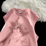 Летний жилет, трендовые мультяшные комиксы, спортивная футболка без рукавов, в американском стиле, свободный крой