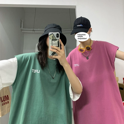 Летний трендовый жилет, брендовая футболка без рукавов для влюбленных, свободный крой