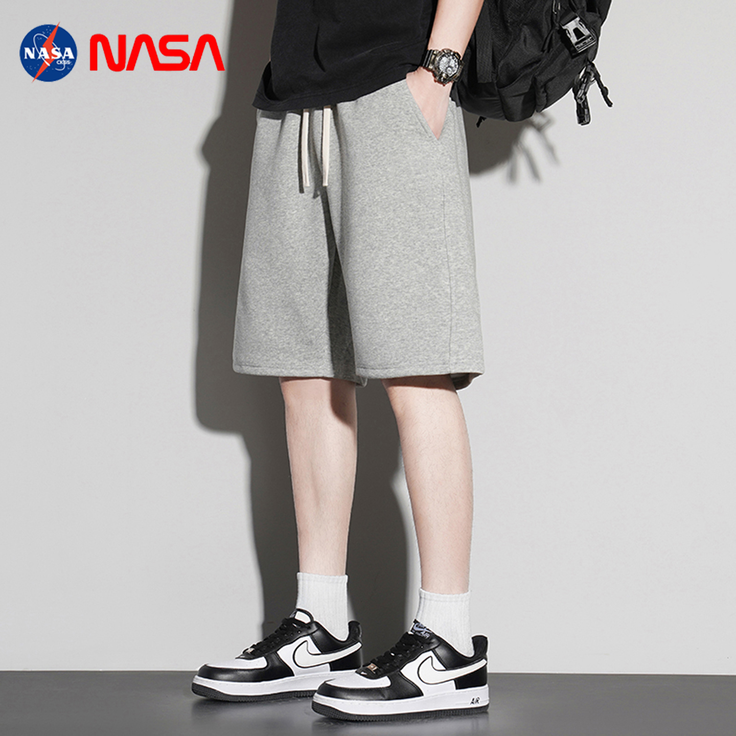 Аутлет-спортивные шорты мужские летние из чистого хлопка, свободные тонкие повседневные американские брюки с пятью точками, верхняя одежда, прямые брюки