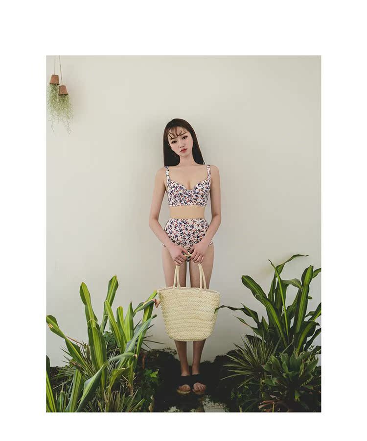 Gặp gỡ thương hiệu thủy triều Beach Spa bikini nhỏ hoa bikini eo cao ngực lớn ngực nhỏ tụ tập áo tắm mỏng nữ - Bikinis áo bơi cho người béo