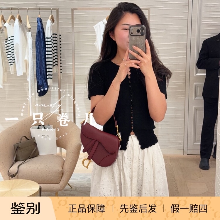 [Paris Collection] Dior Saddle Leather Saddle Bag Handbag Red Small Size M0457Cuqw