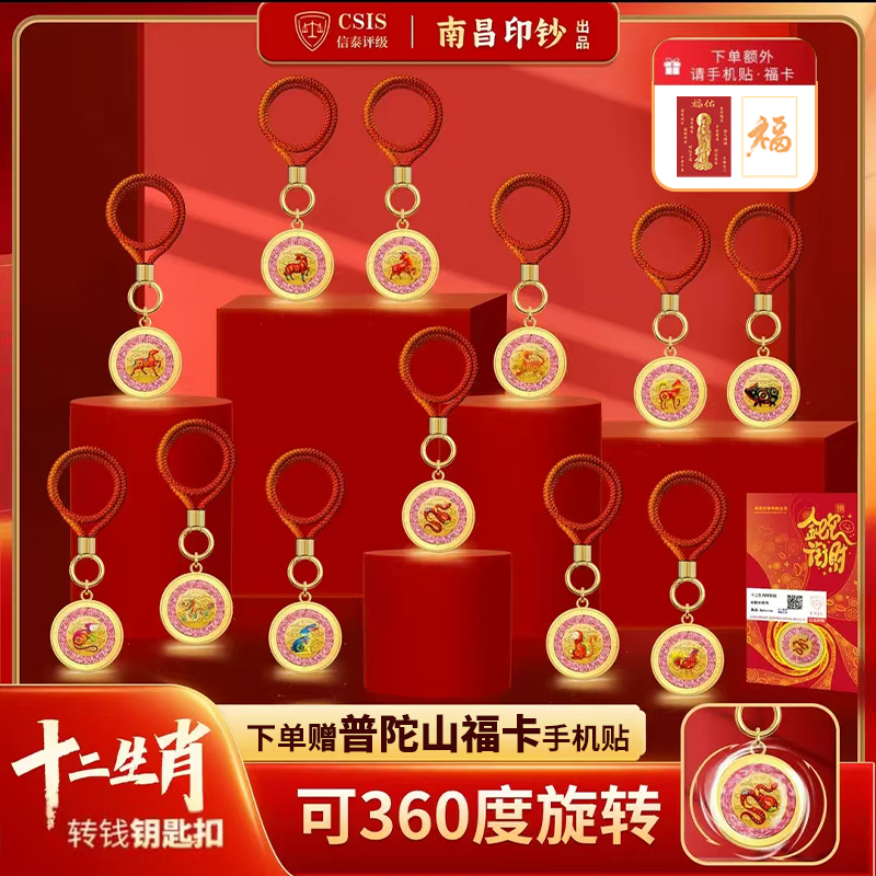 Twelve Zodiac Signs Money Spinner Keychain Car Pendant Zodiac Phone Charm Gift