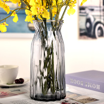 Simple modern transparent glass vase Rich bamboo hydroponic flower arrangement dried flower glass bottle Living room decoration small fresh