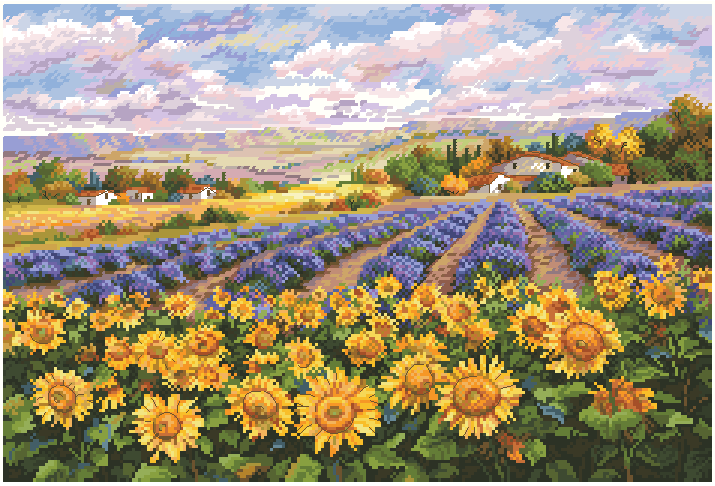 Cross stitch electronic drawing redraw file 124 Sunflower Lavender Manor Merejka K-179