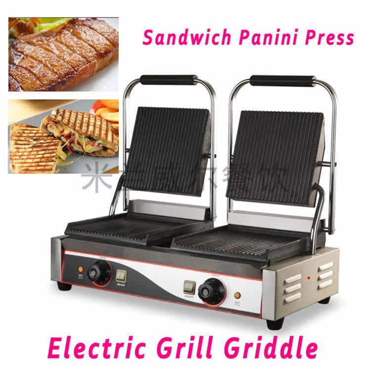 Commercial electric platen steakhouse Double platen steakhouse Panini machine Sandwich barbecue steak press machine