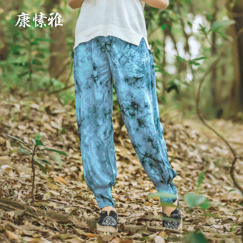 Kang Suya yoga pants women's loose cotton bloomers printed yoga clothes wide leg pants Dance pants Sports fitness pants