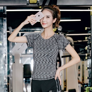 Crack vẫn 2018 mùa xuân và mùa hè mới yoga quần áo áo sơ mi nữ slim loose phòng tập thể dục chạy thể thao nhanh chóng làm khô ngắn tay áo