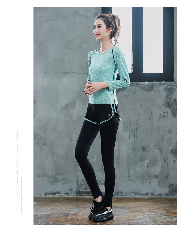 Tách quần áo Yoga mùa đông phù hợp với nữ giảm béo quần áo thể dục nữ chạy áo sơ mi yoga dài tay lỏng lẻo