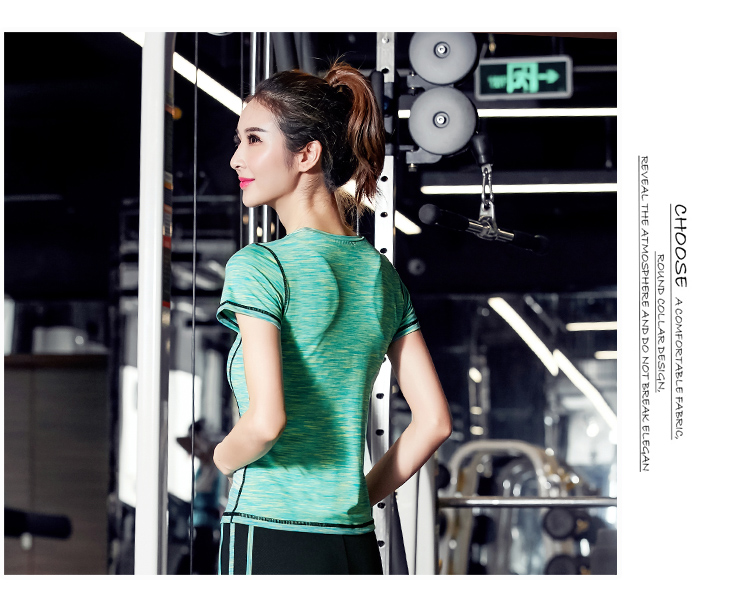 Crack vẫn hè mới tập thể dục tay ngắn ngắn chạy bộ thể dục yoga thể thao nữ dây power band