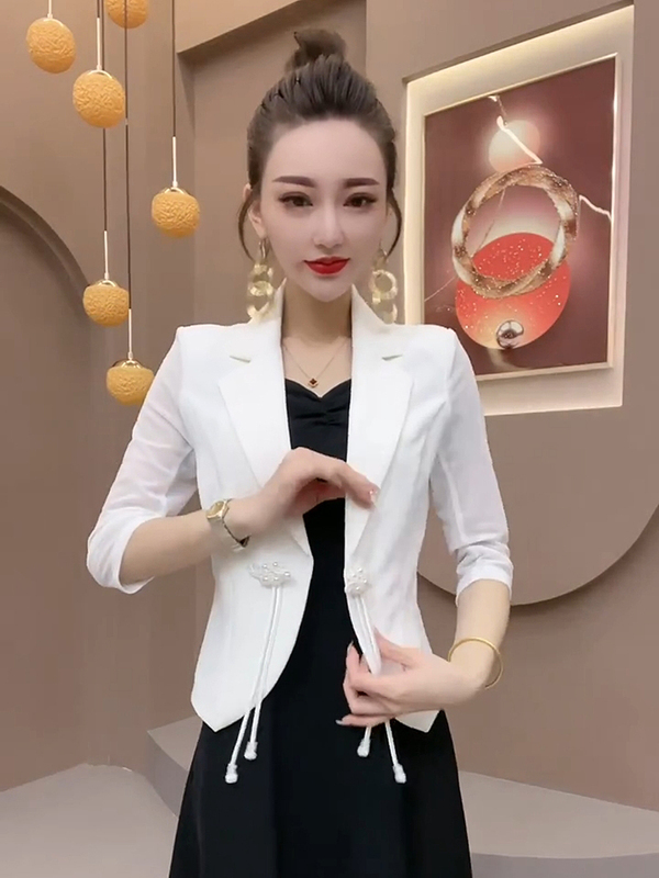 2025 Spring/Summer New Hot-Selling Korean Style National-Inspired Short Blazer with Retro Button and Mesh Patchwork Suit Jacket 2025 Spring/Summer New Hot-Selling Korean Style National-Inspired Short Blazer with Retro Button and Mesh Patchwork Suit Jacket