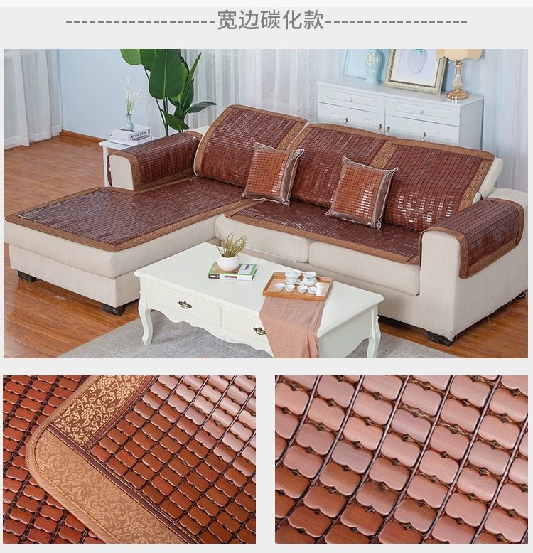 Mùa hè Mahjong mat sofa đệm phòng khách mùa hè Châu Âu chống trượt phổ biến gỗ gụ tre mat mát mat mat mat - Ghế đệm / đệm Sofa